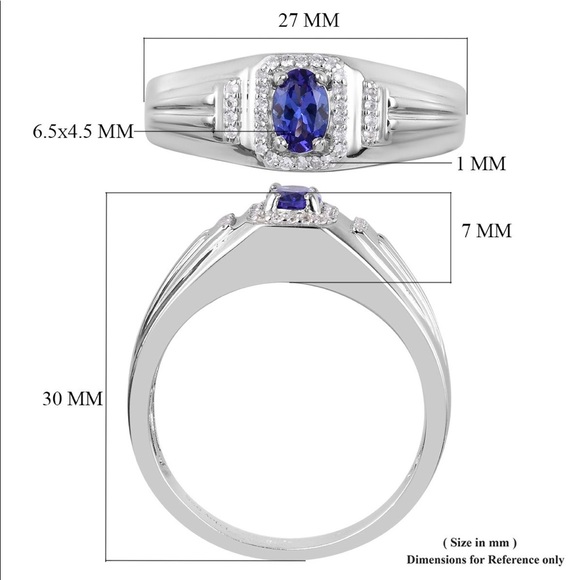 Rare unisex AAA natural earth mined Tanzanite and Zircon Ring - Picture 5 of 6